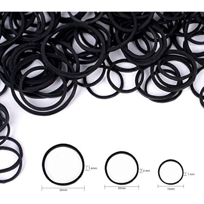 HOYOLS 1 1/2 Inches Large Elastics Rubber Bands for Black Hair Ties Braiding Ponytail Holders Plastic Rubberbands for Women Girls Hair Crafts Office Supplier No Damage 330pcs (L) Latex-Free - Image 4